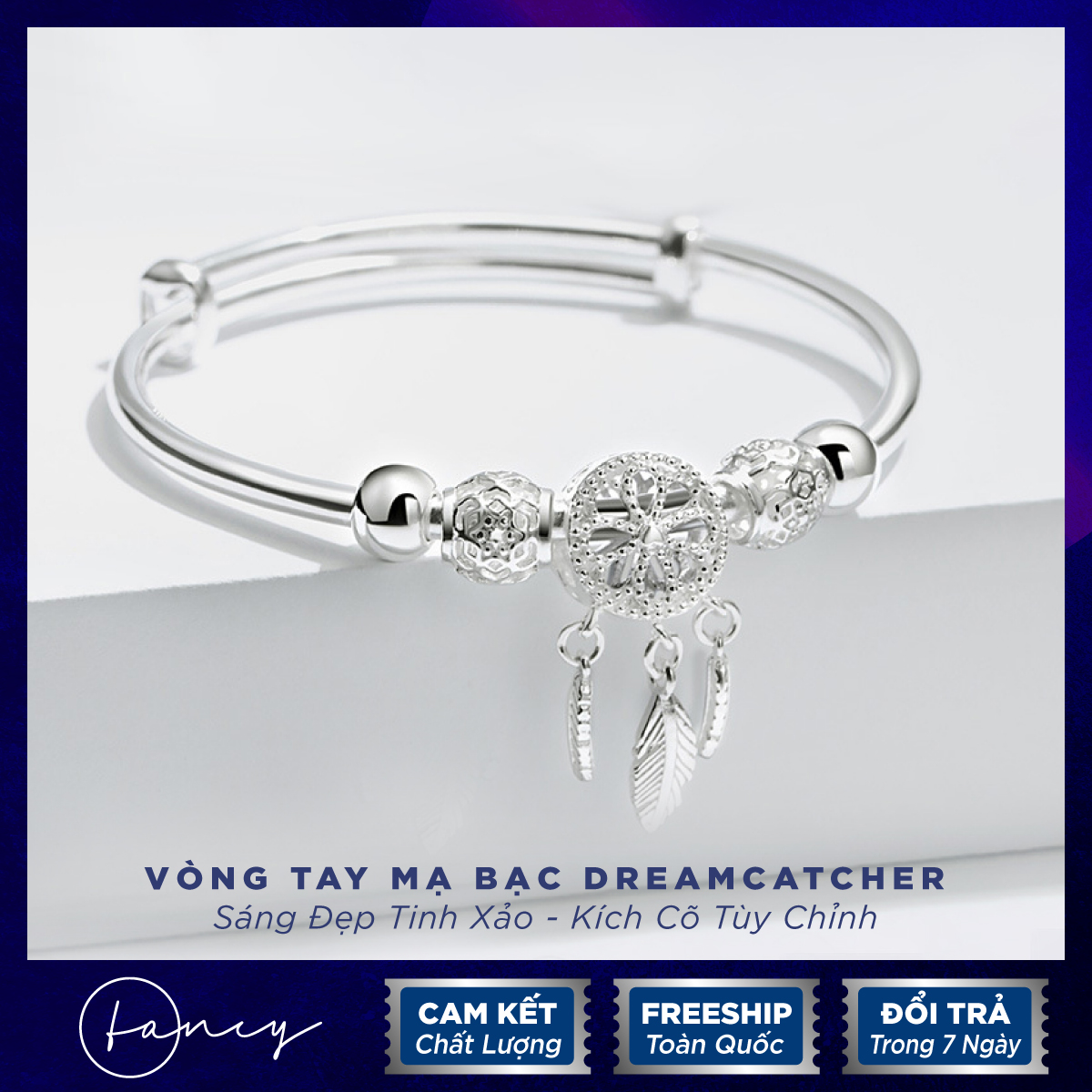 Vòng tay nữ đẹp mạ bạc Pandora Dreamcatcher quà tặng sinh nhật valentine cho nữ lắc tay nữ màu bạc cao cấp | Fancy