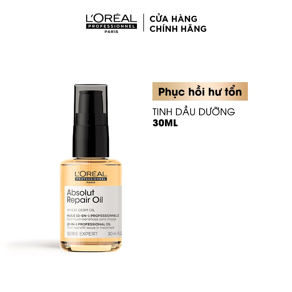 Tinh dầu bóng 10 trong 1 nuôi dưỡng tóc hư tổn, khô sơ L'oreal Professionnel Repair Gold 30ml
