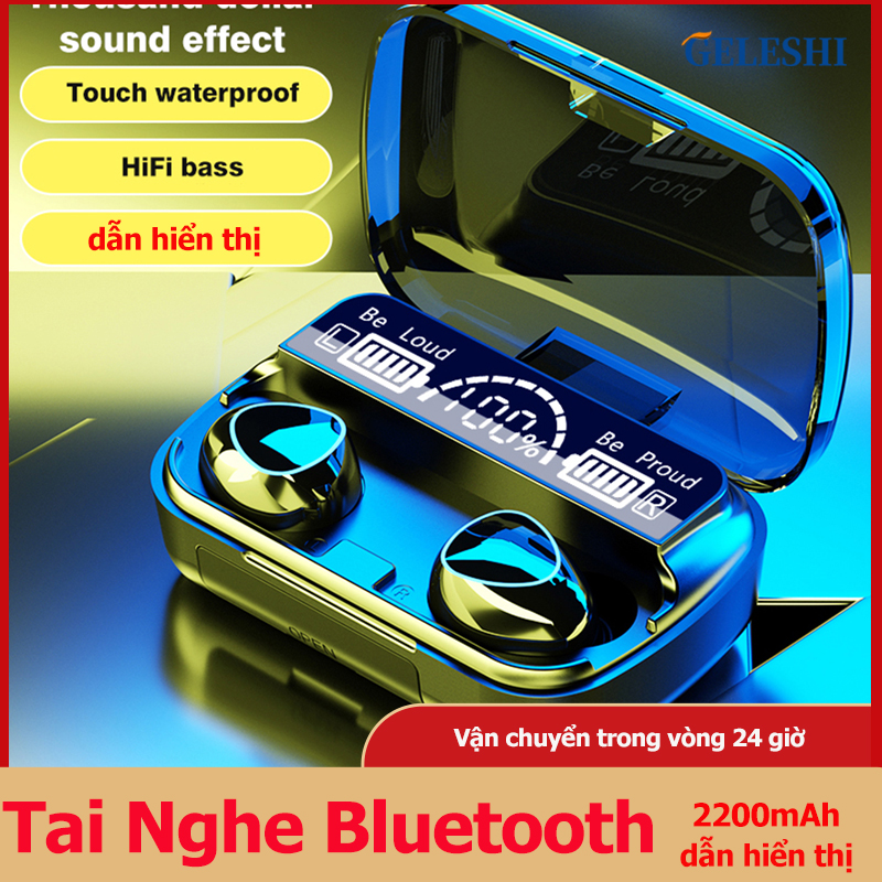 Besora Tai Nghe Bluetooth 5.0 TWS F9 Pro, Bass mạnh bản quốc tế cao cấp cảm ứng chống nước, chống ồn, cảm biến vân tay, kiêm sạc dự phòng 2200mah, pin trâu. Dock sạc có led báo pin kép Bluetooth headset Earphone Hỗ trợ COD