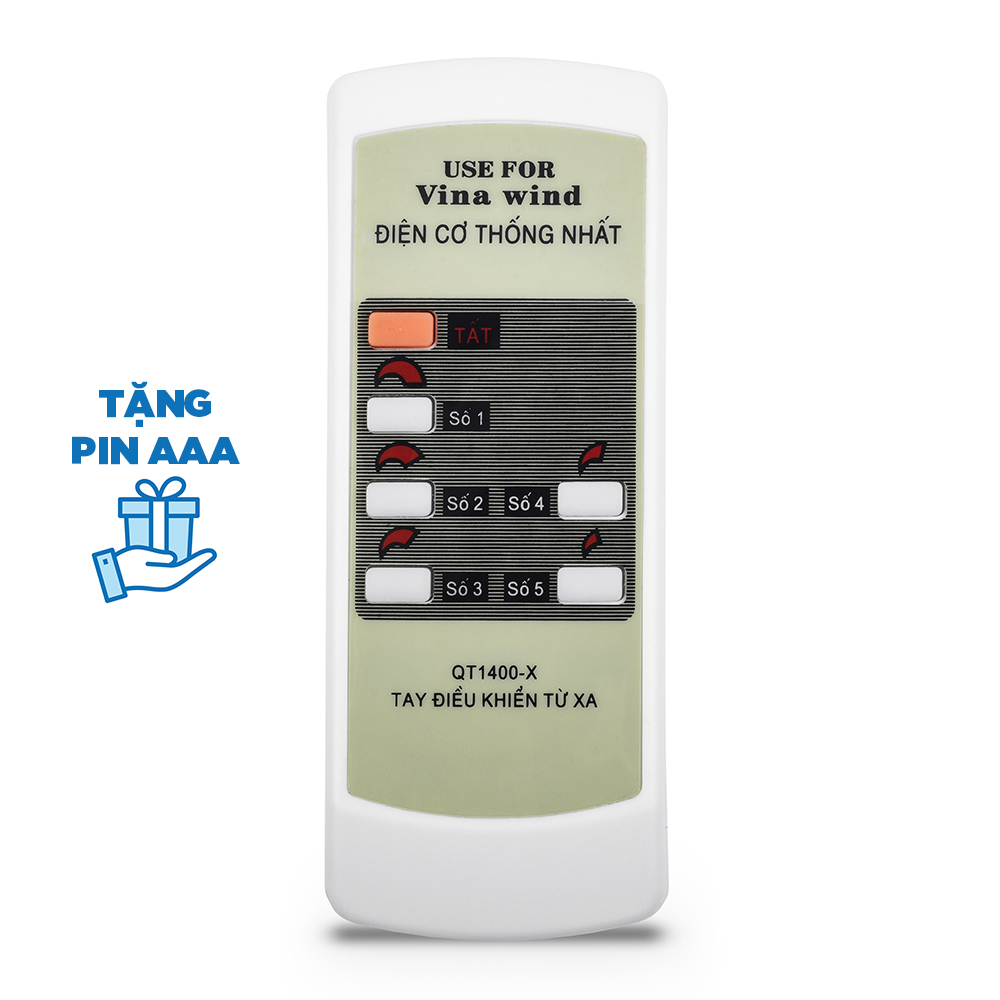 Điều khiển quạt trần Vinawind điện cơ Thống Nhất QT1400X tặng kèm pin