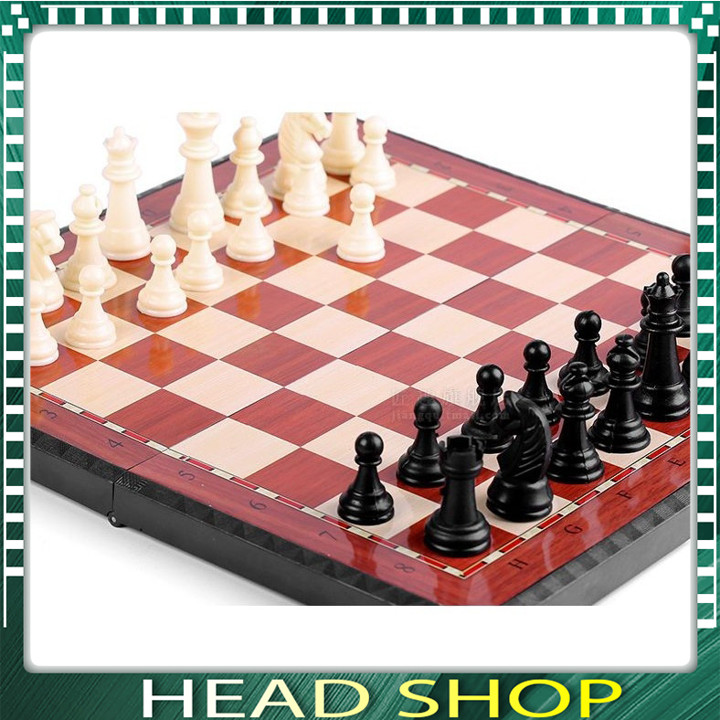 Bàn cờ vua tiêu chuẩn quốc tế, bộ cờ vua nam châm bàn gấp 28*28cm cho bé headshop