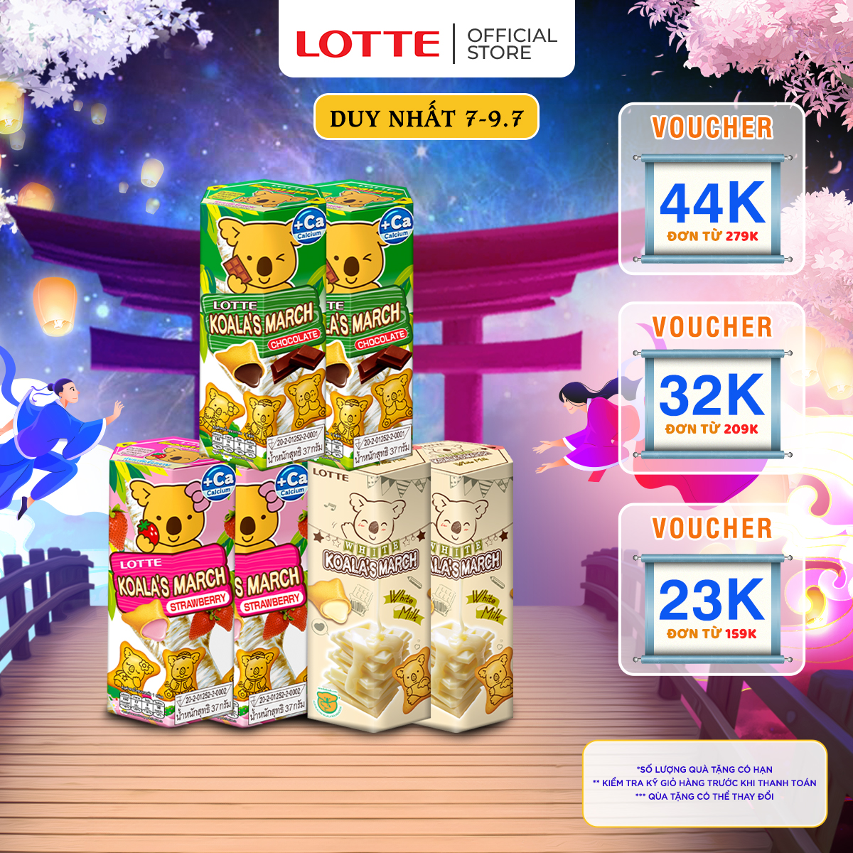 Combo 6 hộp bánh gấu koala's march vị socola & vị dâu & vị socola trắng 37g/hộp