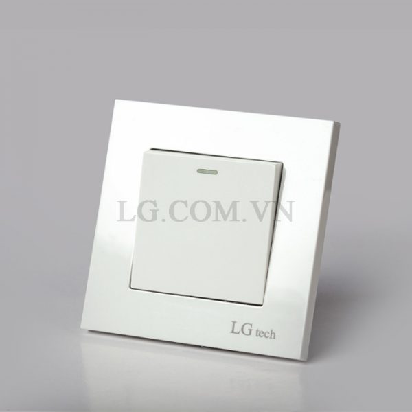 Công tắc điện vuông nhựa trắng 1 chiều và 2 chiều có đèn báo, chính hãng LG tech