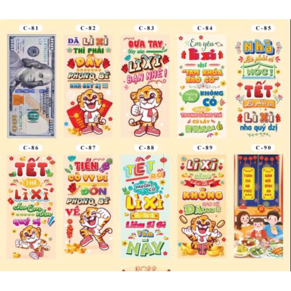 Combo 50 - 100 bao lixi 2022 chúc mừng năm mới - nhâm dần