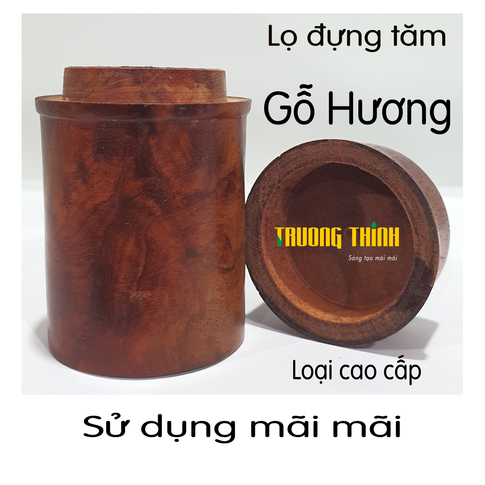 Lọ đựng tăm bằng gỗ hương cao cấp trường thịnh tiện dụng bền đẹp sang trọng tiết kiệm – hình trụ tròn.