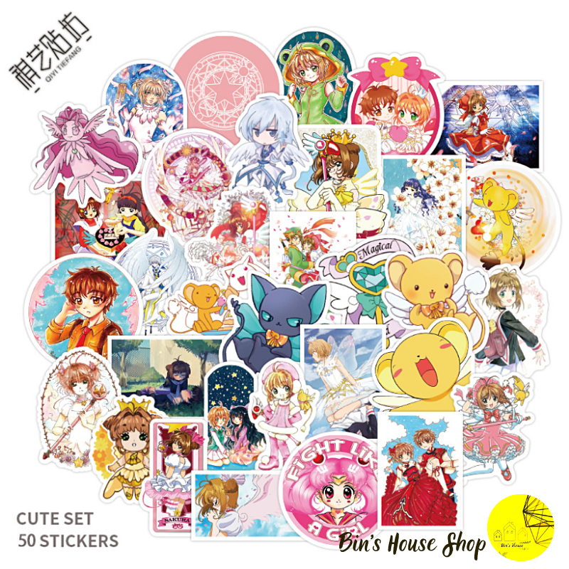 Bộ Sticker - Miến Dán Siêu Kute - Miến Dán Họa Tiết Sakura- Thủ Lĩnh Thẻ Bài (bộ 50 miếng)