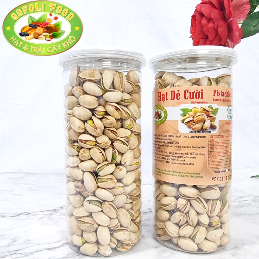 Hạt dẻ cười Mỹ không tẩy 500g, giòn, ngon, thơm, không đắng, lép, mốc/ Roasted USA Pistachio Nuts, excellent quality, delicious and healthy