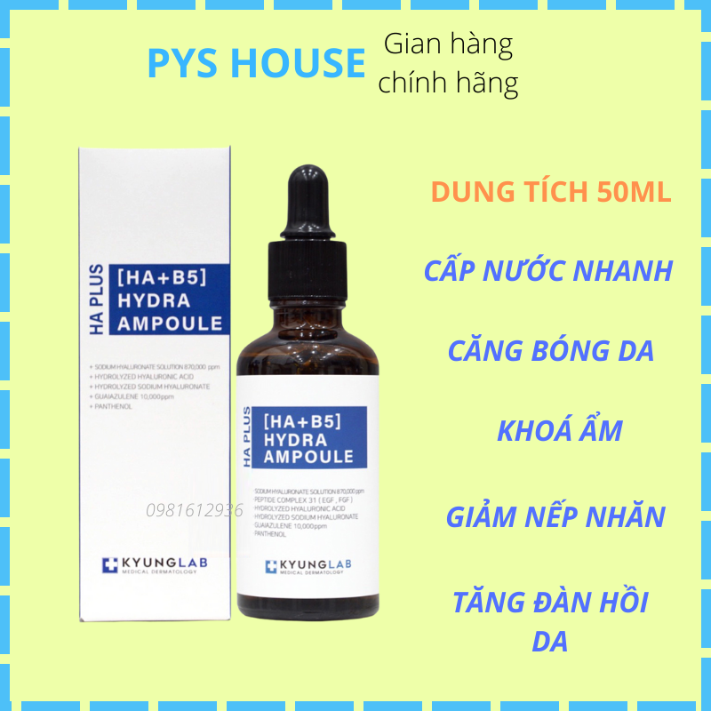 Tinh chất serum ha b5 cấp ẩm căng bóng da kyung lab ha plus hydra ampoule 50ml chính hãng