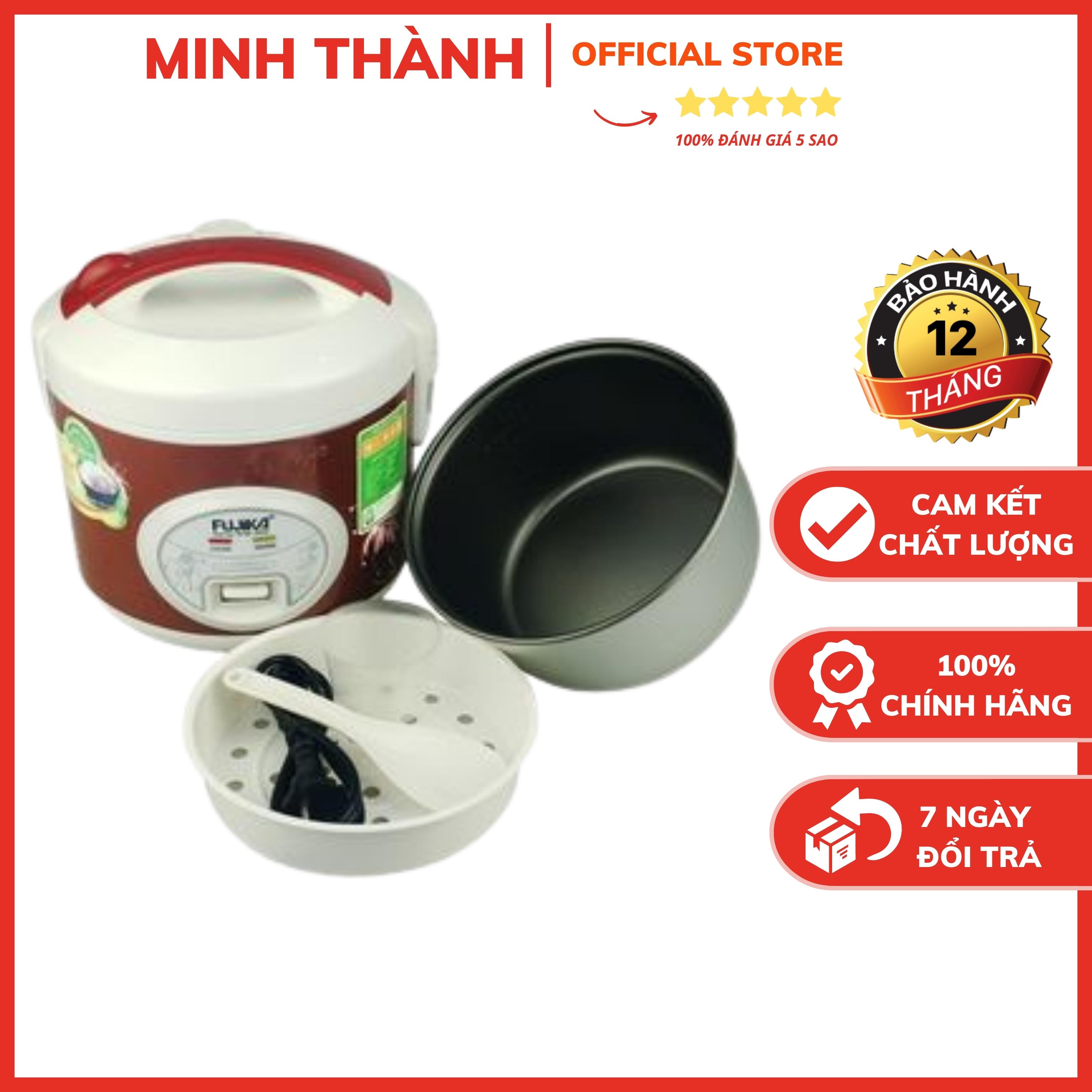 Nồi cơm điện nắp liền 1.5L Fujika, nồi cơm dành cho 4 - 5 người ăn, họa tiết ngẫu nhiên - Minh Thành Store