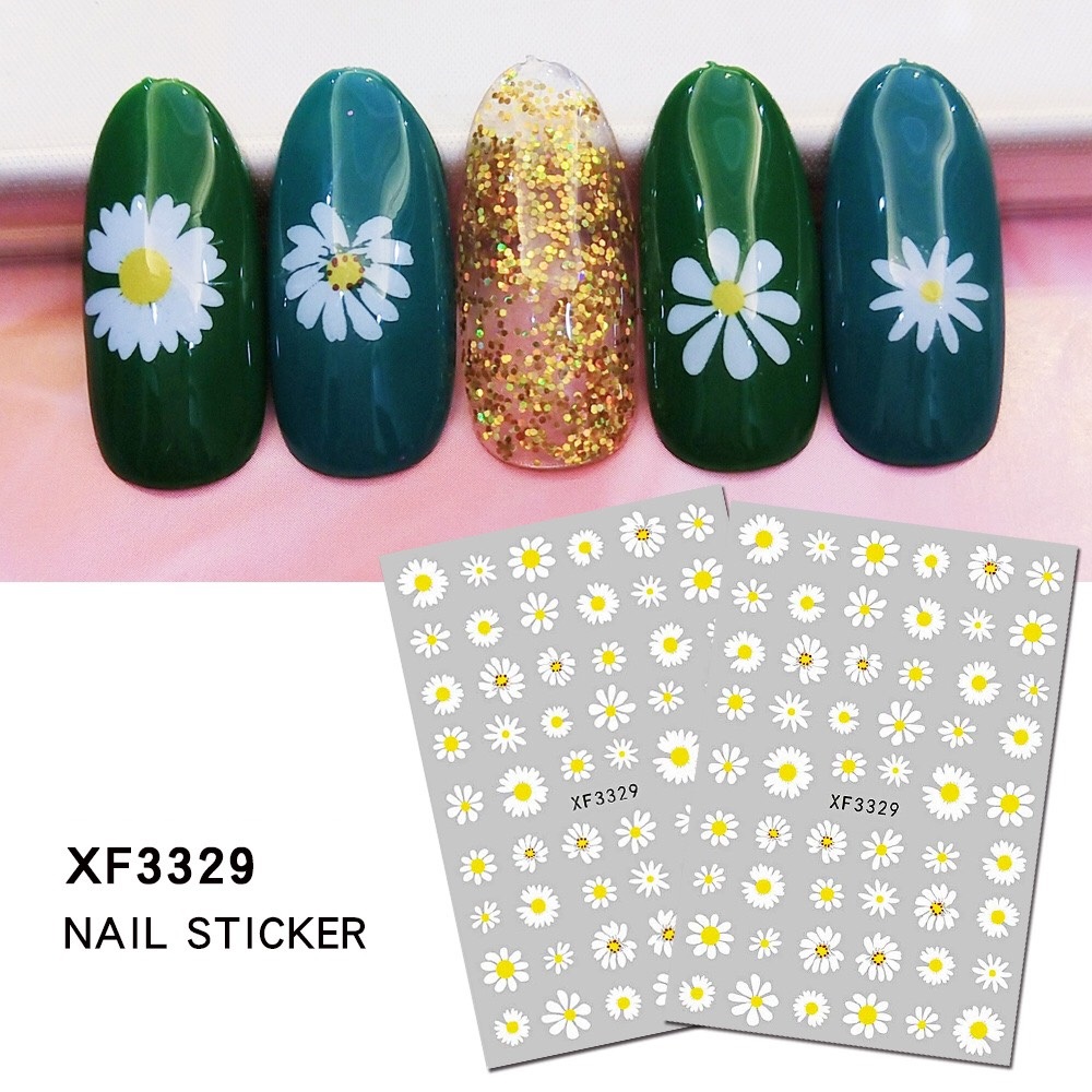 Hình dán móng tay - Sticker dán móng Hoa cúc trắng