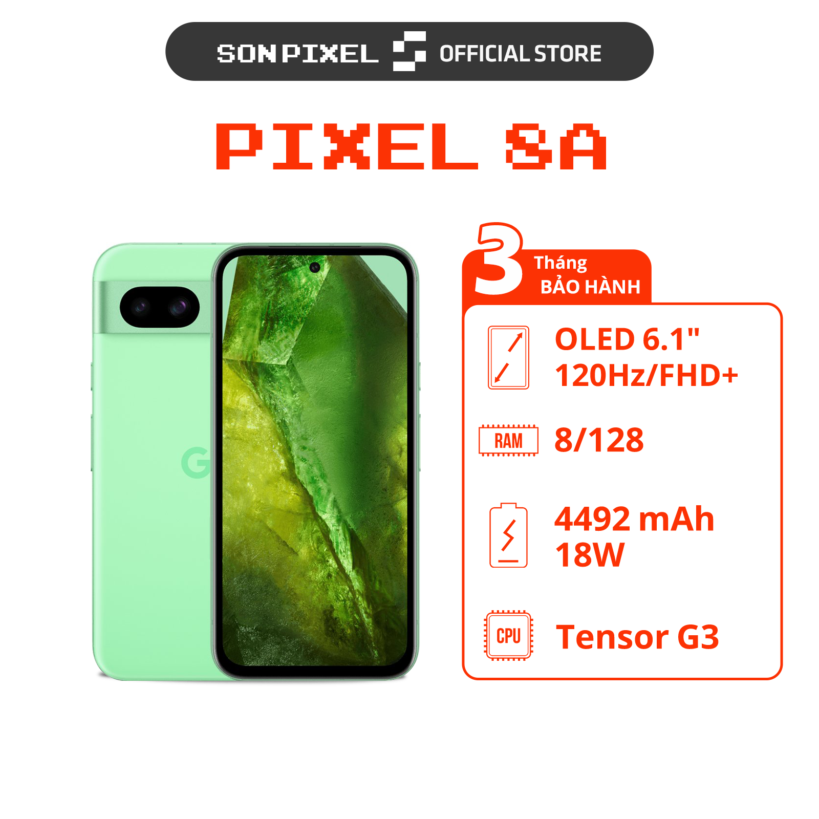  Điện Thoại Google Pixel 8A Ram 8 128 256GB Chip Tensor G3 Với AI Camera Siêu Đỉnh SonPixel. 
