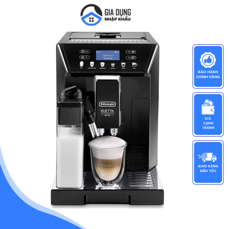 Delonghi Eletta Capucchino Evo 46.860.B Automatic Coffee Maker, Delonghi Coffee Maker, Coffee Maker, Espresso, Cappucino, Imported from Germany, 12 Months Warranty Giá 36,798,850 Đồng*Miễn phí vận chuyển