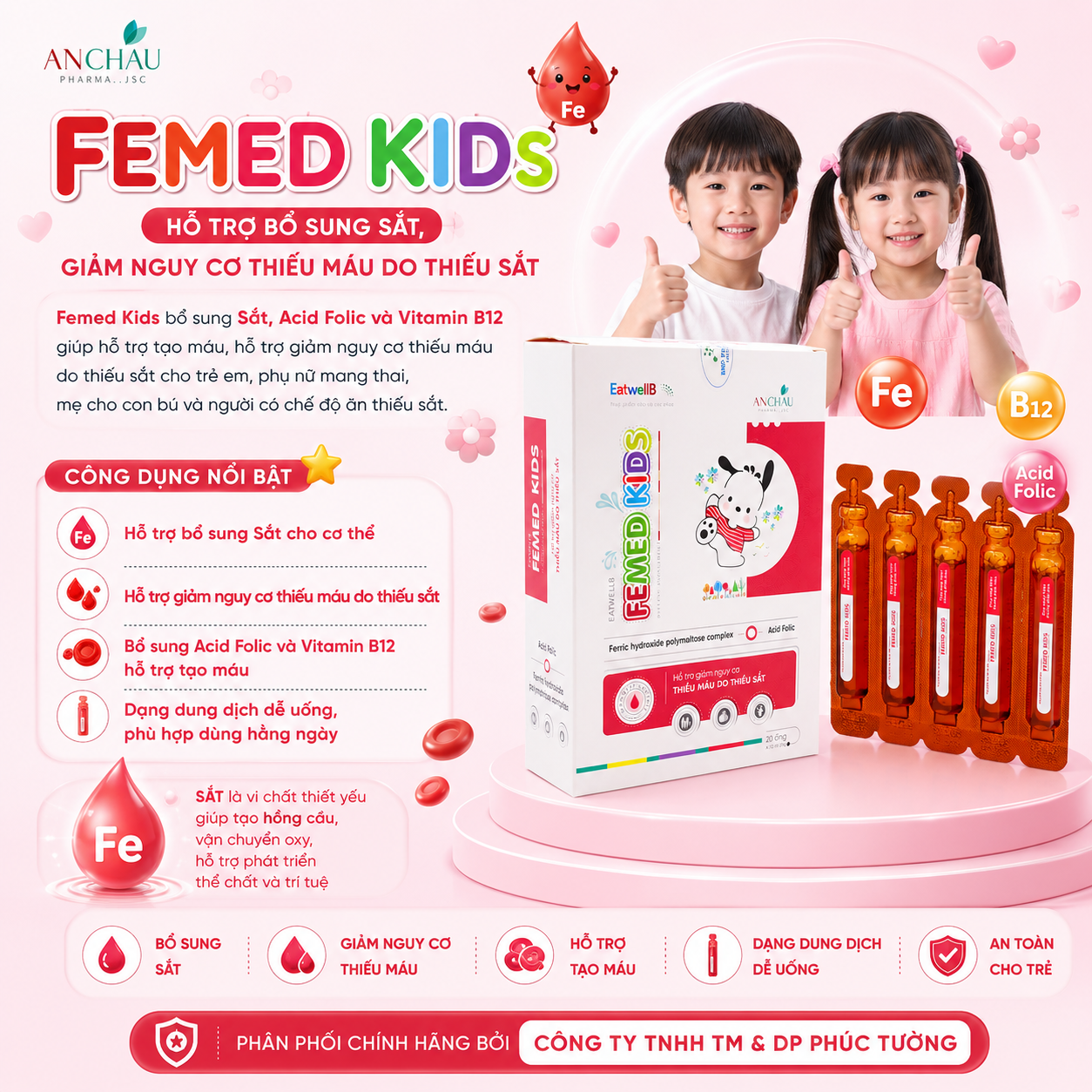 Femed Kids hỗ trợ bổ sung Sắt, giảm nguy cơ thiếu máu do thiếu sắt