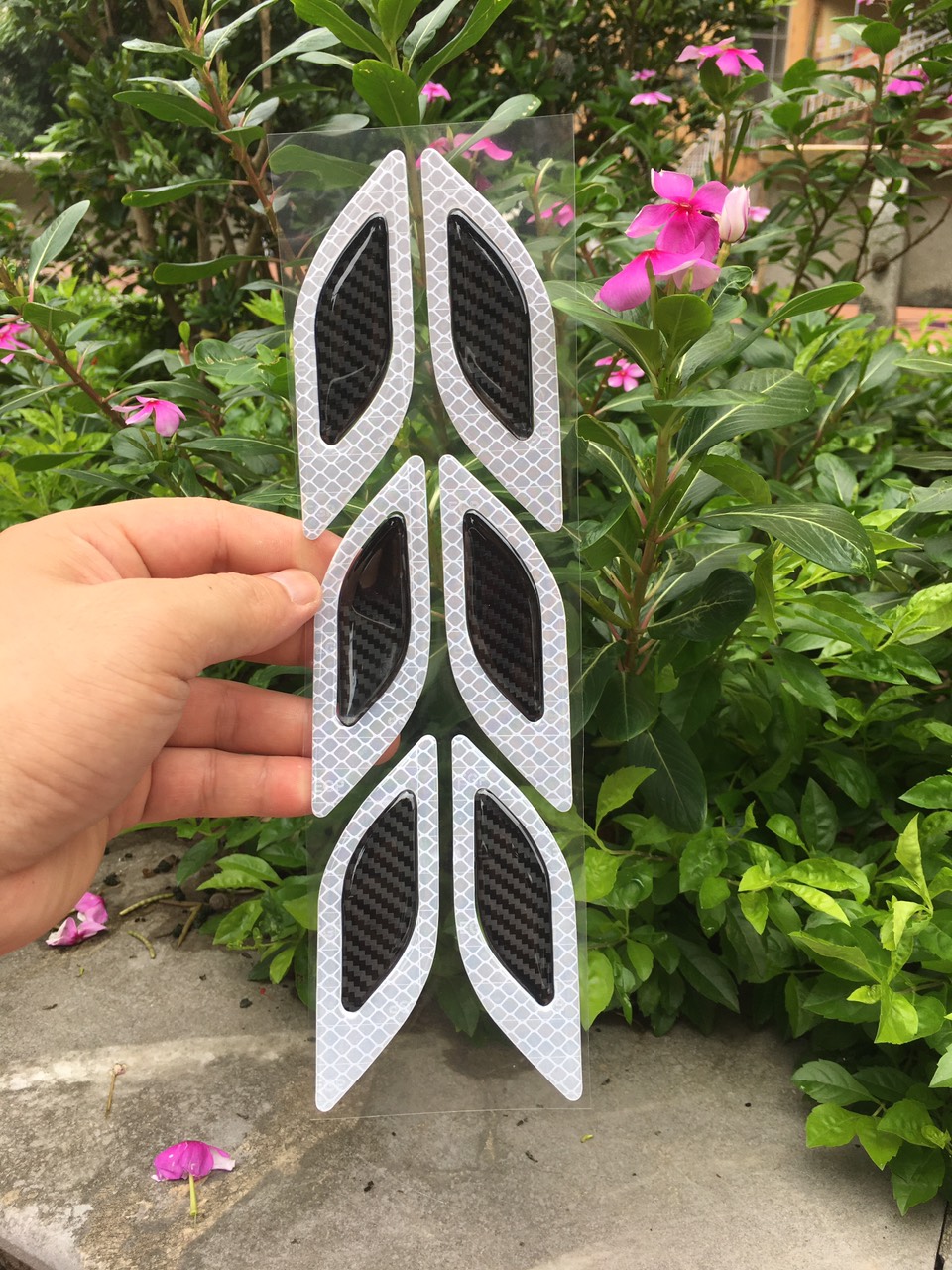 Bộ 6 miếng dán phản quang KIM CƯƠNG dán 2 bên sườn cho xe hơi LOẠI 1 CAO CẤP nhiều màu 2020