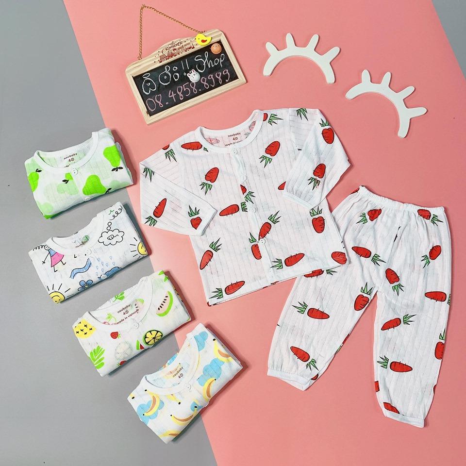 Combo 5 bộ dài khuy giấy cho bé trai và bé gái 3-15kg