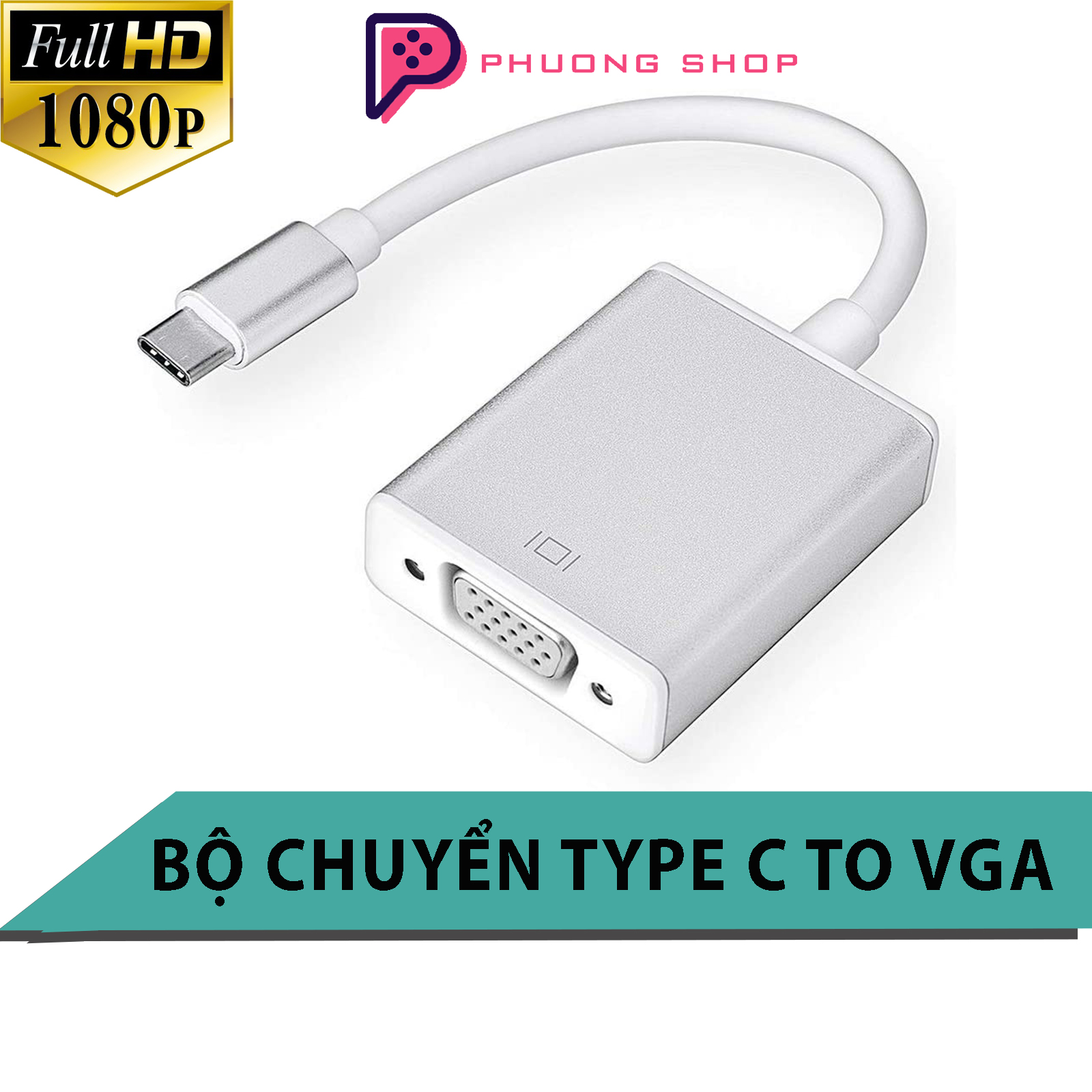 Bộ Cáp Chuyển Đổi Cổng Type C 3.1 sang Cổng VGA - Adapter USB Type C to VGA FullHD 1080P 60hz
