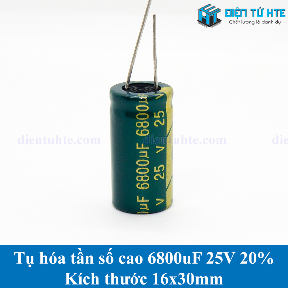 Bộ 2 tụ hóa tần số cao 6800uf 25v 20% kích thước 16x30mm