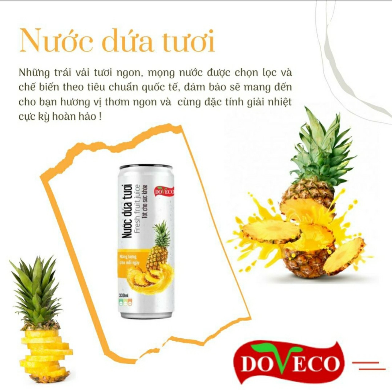 Nước ép Dứa đóng lon 330ml, nước giải khát trái cây tự nhiên PINEAPPLE JUICE