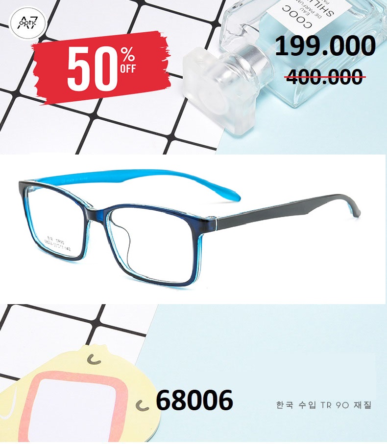 Gọng kính nhựa dẻo chống gãy phong cách Hàn Quốc 68006 - [Tặng kèm hộp đựng - khăn lau - cài tai chống xệ tụt]