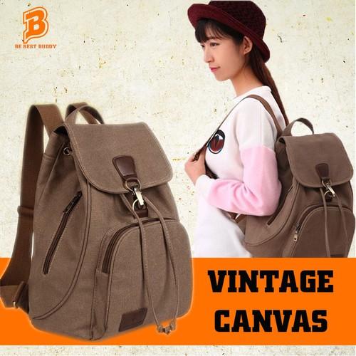 Ba lô Canvas Vintage Ba lô nữ Cá tính Balo Laptop du lịch phượt