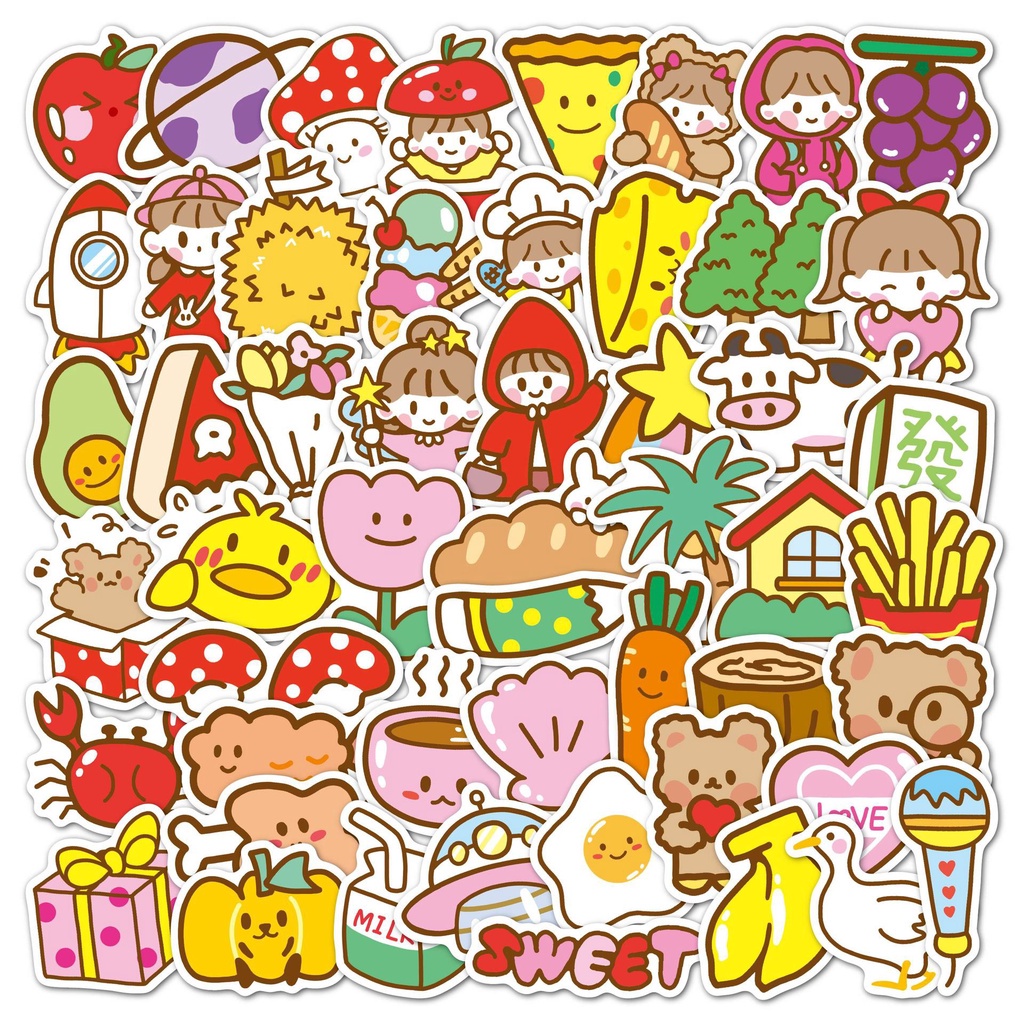 Sticker summer 40 miếng cắt sẵn to