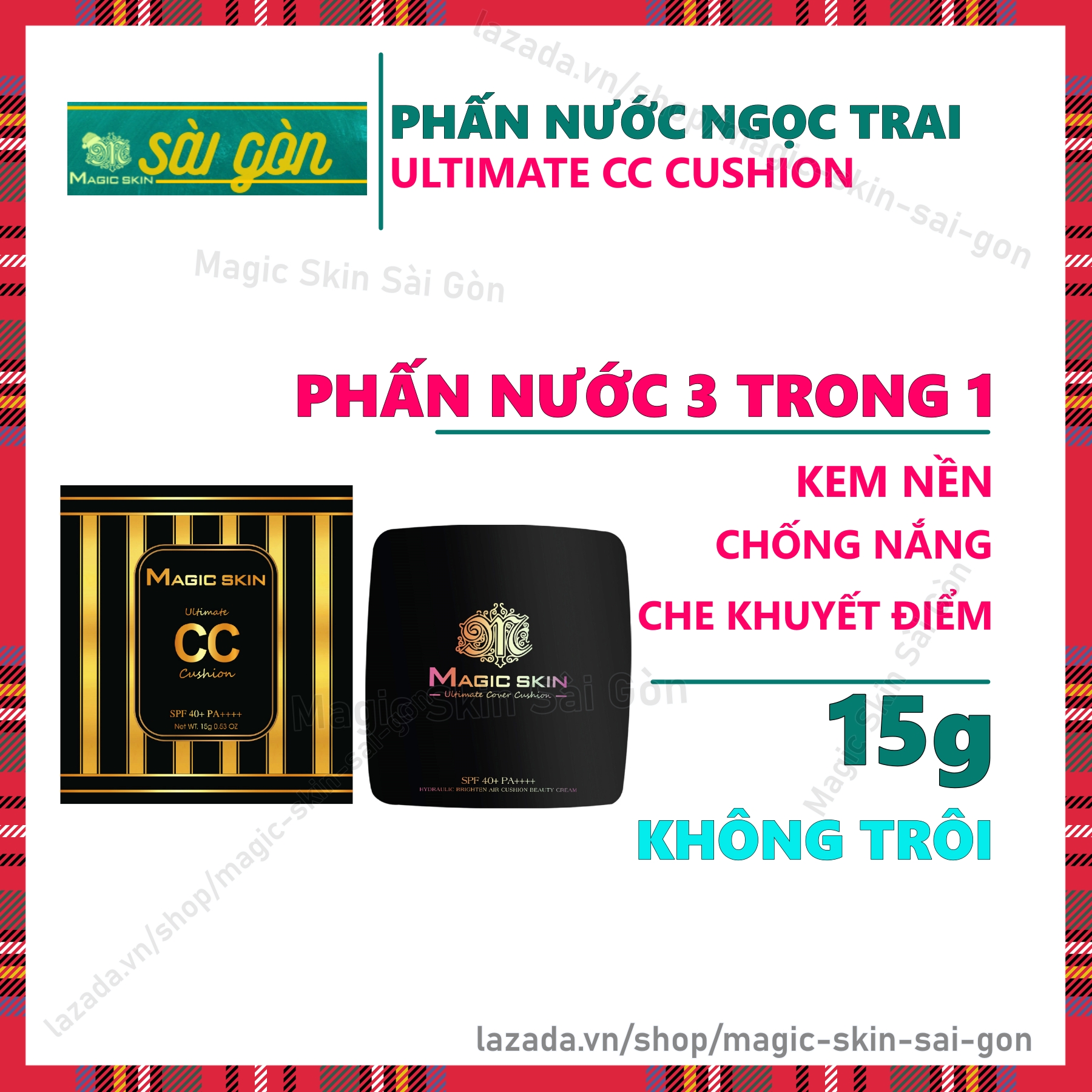 PHẤN NƯỚC NGỌC TRAI thay thế KEM NỀN, PHẤN PHỦ, KEM CHE KHUYẾT ĐIỂM Ultimate CC Cushion Magic Skin KHÔNG TRÔI CHỐNG NẮNG