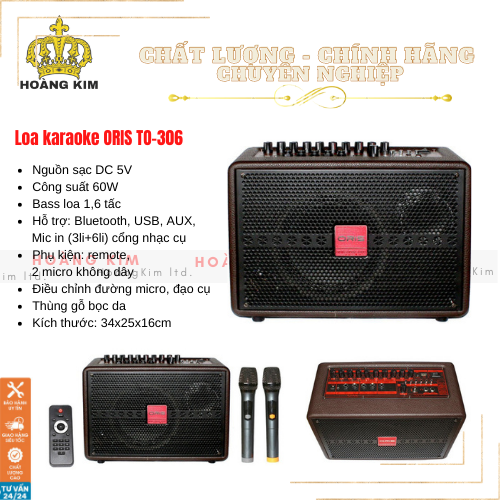 Loa siêu trầm ấm, xách tay ORIS TO-306 kèm 2 micro tiện dụng cho gia đình, phòng trọ|Karaoke gia đình|Loa nghe nhạc