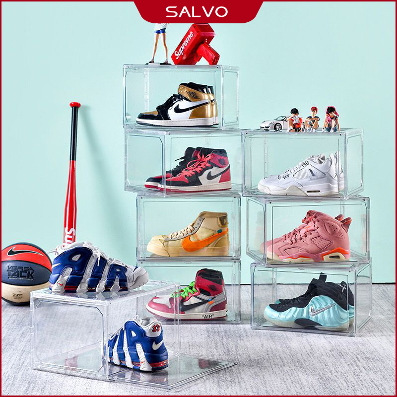 SALVO Hộp đựng giày Nhựa Trong Suốt Hộp để giày dép nam châm ráp tiện lợi cao cấp size lớn