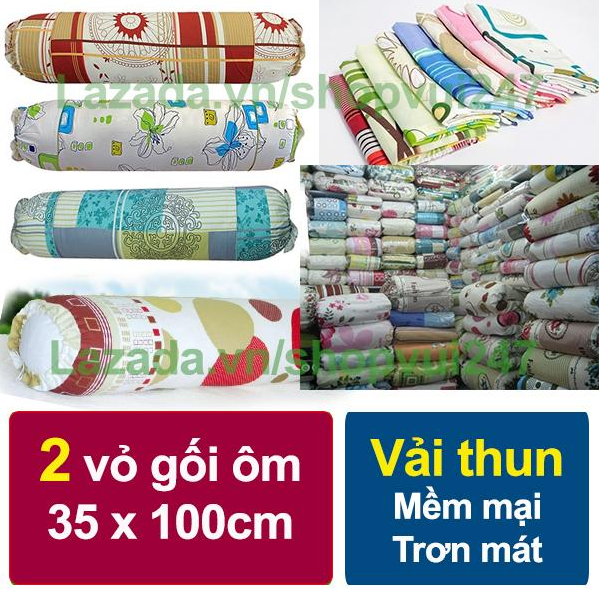 Bộ 2 vỏ gối ôm vải thun giá rẻ (bao gối ôm, áo gối ôm) 35x100 cm trơn mịn, thoáng mát (giao màu ngẫu nhiên)