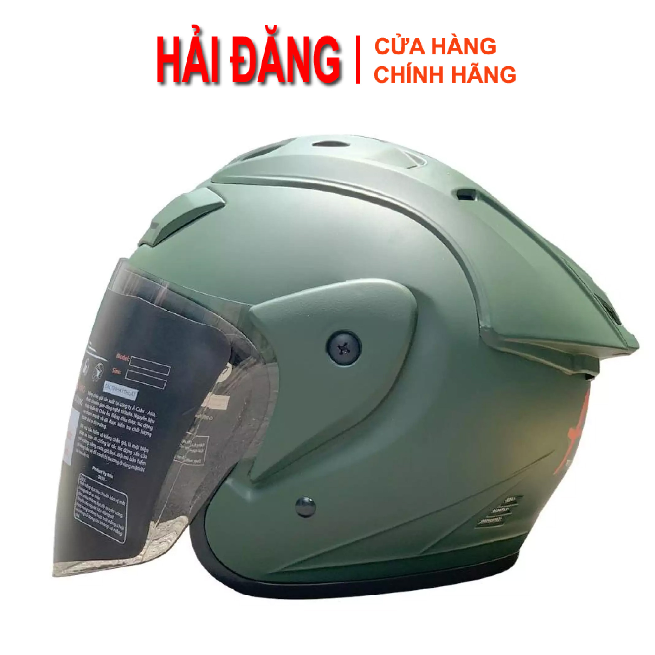 Mũ bảo hiểm ¾ đầu asia mt115 màu xanh lính free size – bảo hành 12 tháng