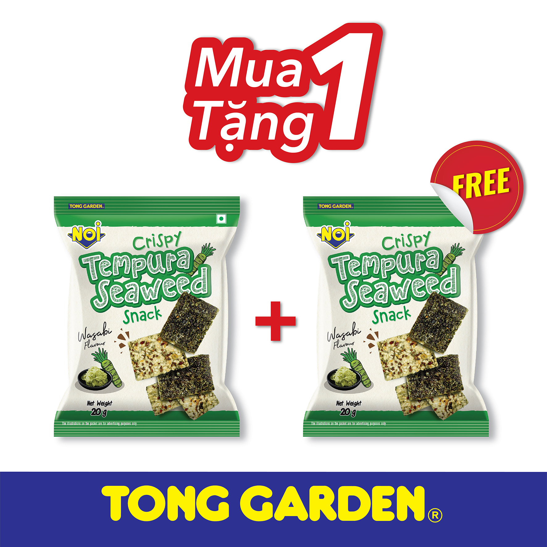 Snack rong biển vị mù tạt tong garden 20g