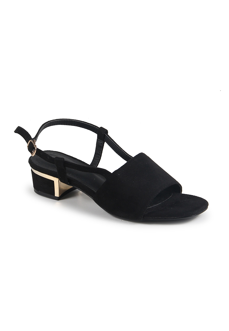 Giày Sandal vải da lộn quai hậu Đen