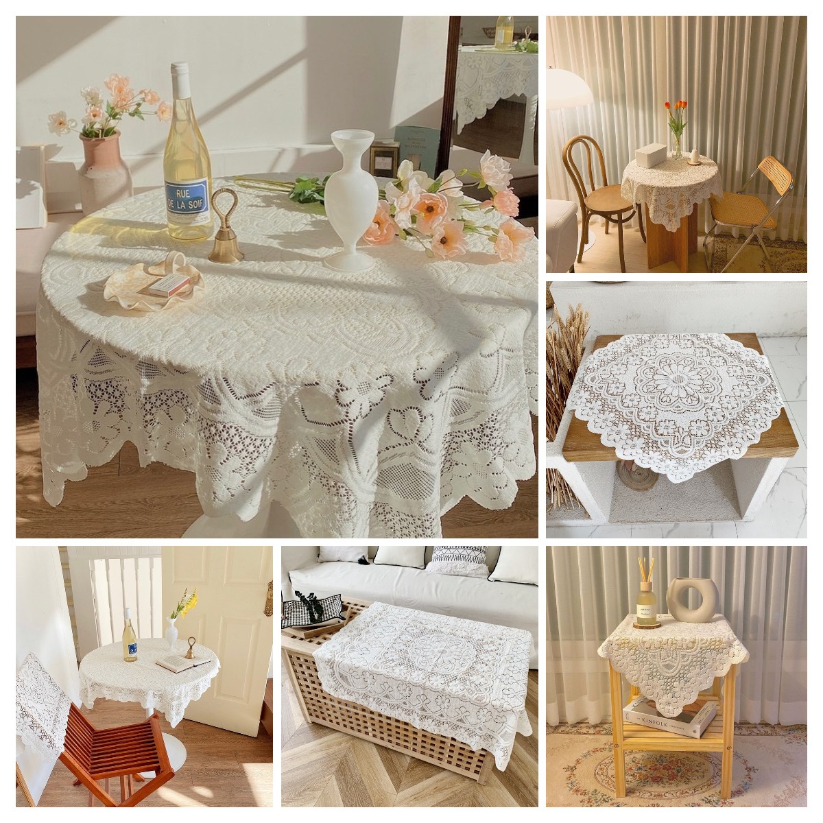 Khăn Trải Bàn Phối Hoa Văn Phòng Cách Vintage xinh xắn khăn trải bàn ren hoa cho bàn chữ nhật, bàn tròn, bàn vuông nhiều kích cỡ