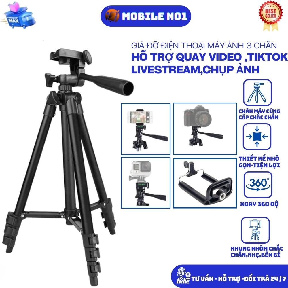Gậy chụp ảnh , Gậy chụp ảnh điện thoại 3 chân xoay 360, thân nhôm ,Mobileno1