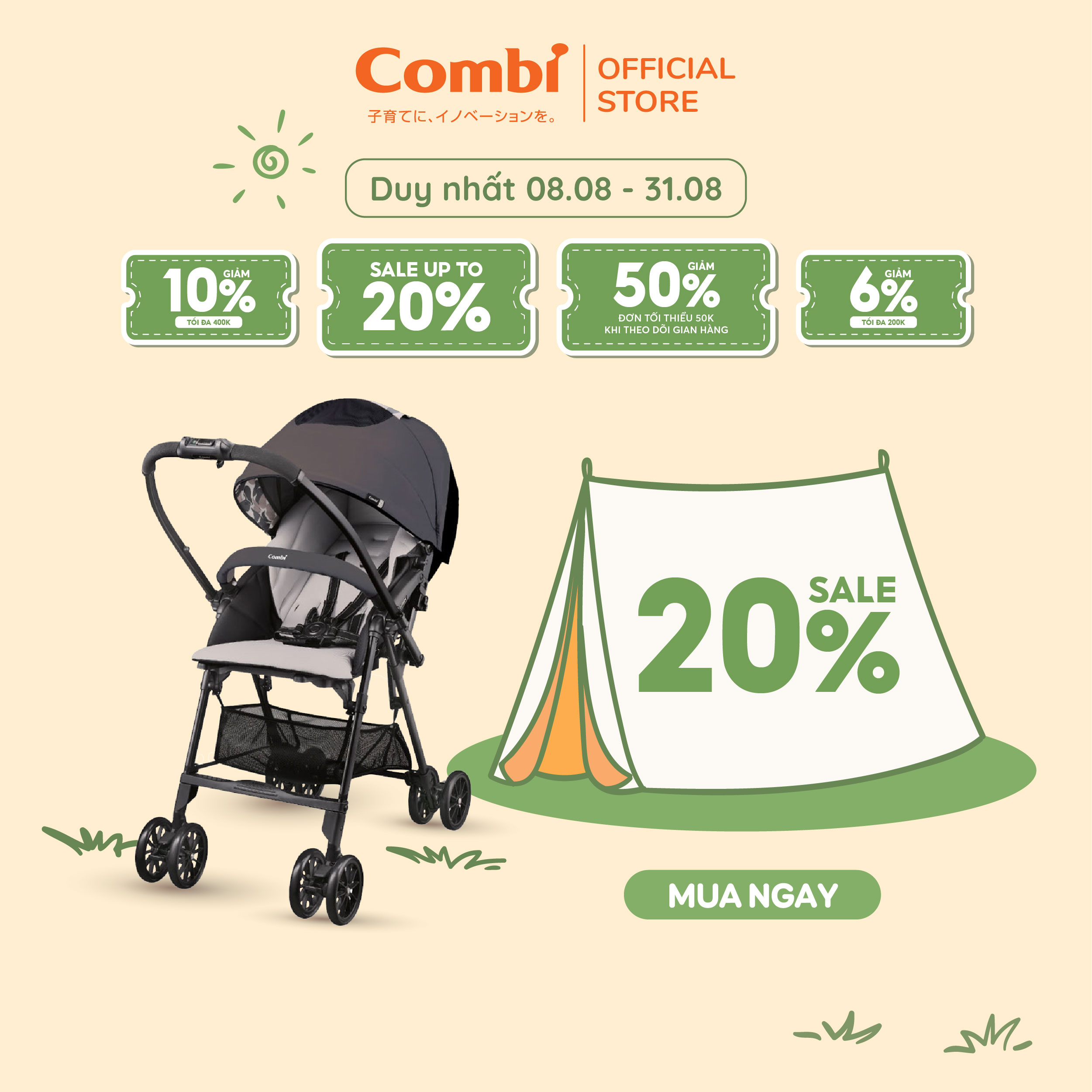 Xe đẩy Combi NEYO màu đỏ/xanh/ghi
