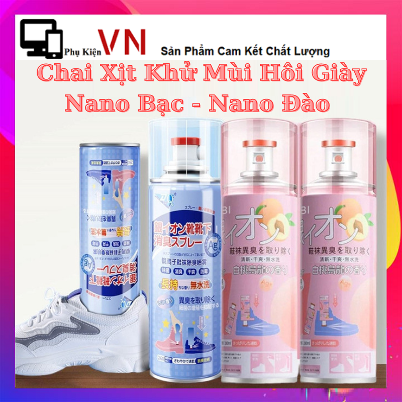 Bộ 2 Chai Xịt Khử Mùi Giày NANO Bạc + Nano Đào , Công Nghệ Đến Từ Nhật Bản Với Tính Năng Xịt Mạnh Mẽ, Không Có Chỗ Cho Vi Khuẩn Bám Vào , Sảng Khoái Trong Suốt 24H - bình xịt thơm khử mùi mồ hôi chân Mũ Bảo Hiểm, đến 99%