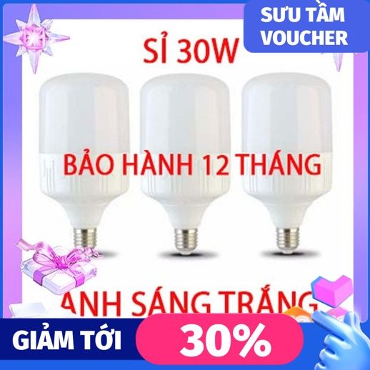 [Sỉ] Bộ 3 bóng đèn Led trụ 30W siêu sáng - siêu tiết kiệm điện (Ánh sáng trắng) - Bảo hành 12 tháng