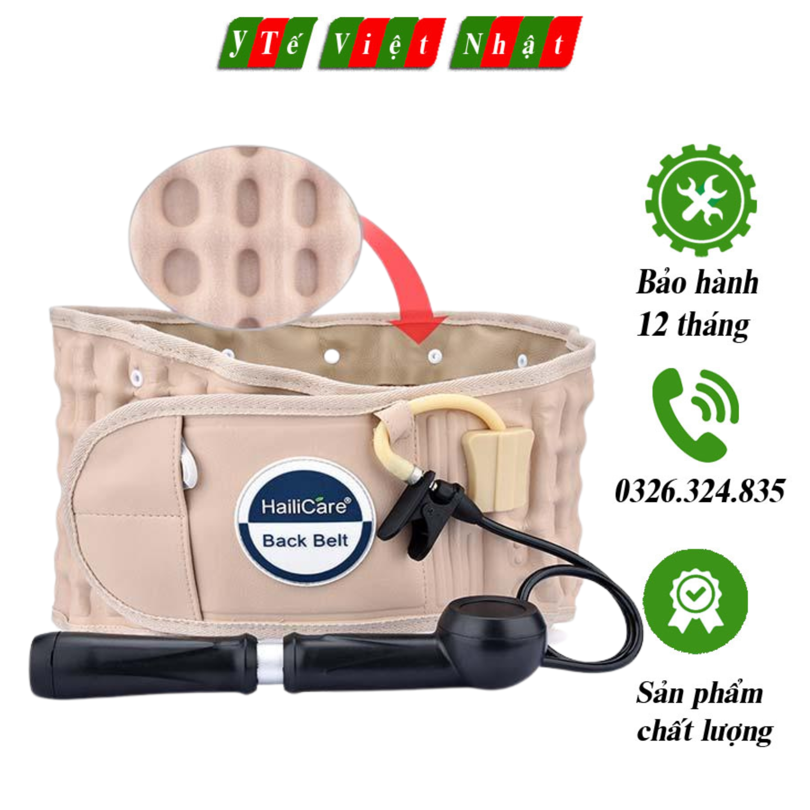 Đai hơi kéo dãn cột sống thắt lưng,hỗ trợ điều trị thoát vị đĩa đệm, đai lưng cột sống haili care