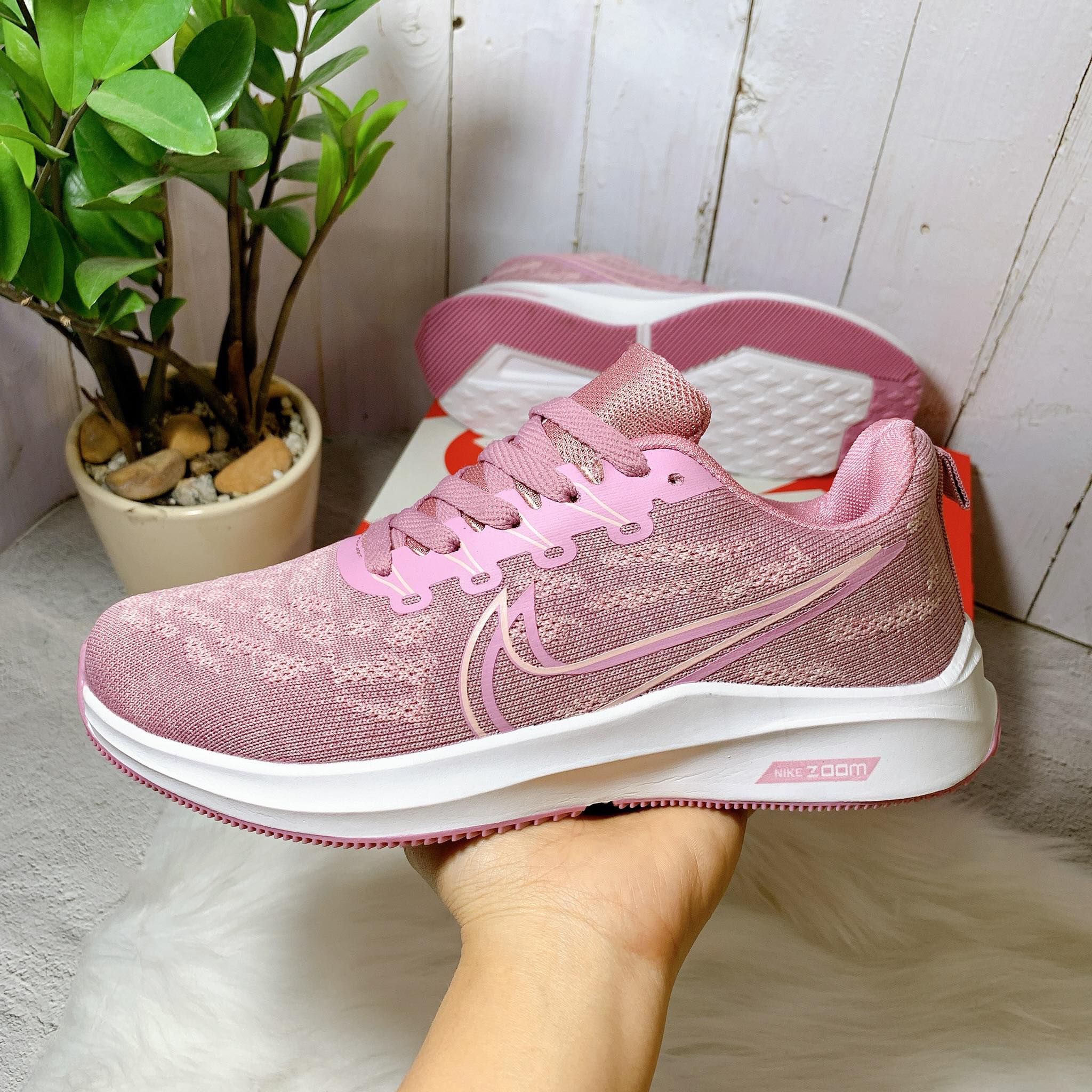 Giày sneaker đế cao nữ hồng full - kèm hộp