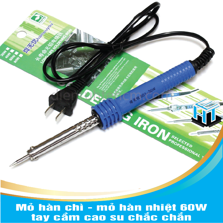 Mỏ hàn chì - mỏ hàn nhiệt 60W tay cầm cao su chắc chắn
