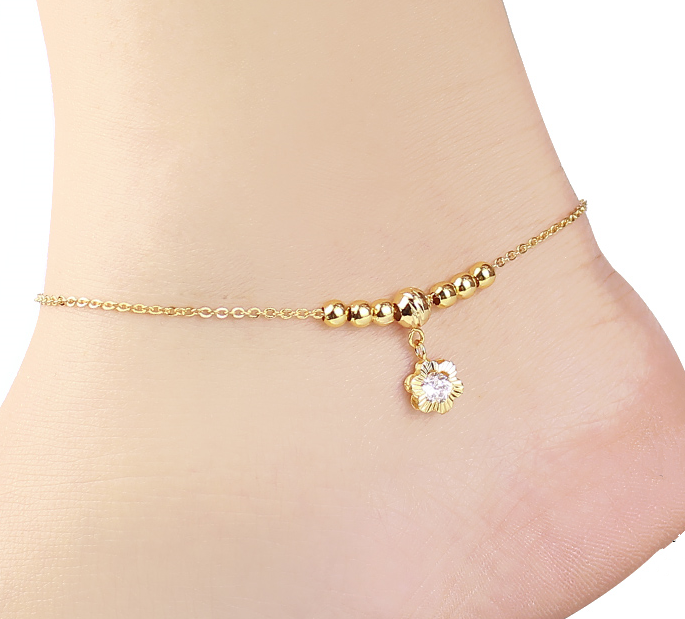 LẮC CHÂN NỮ INOX HOA MAI CÁCH ĐIỆU BI MẠ VÀNG LC035 dễ thương