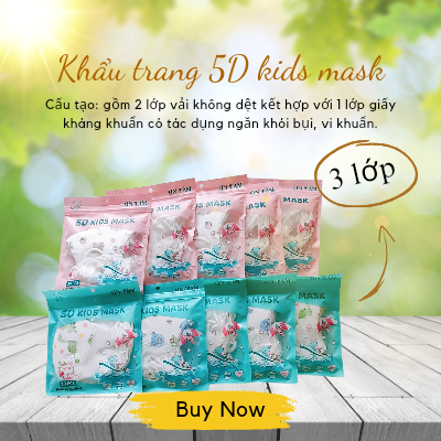 100 chiếc khẩu trang trẻ em 5d cho bé 2 - 8 tuổi