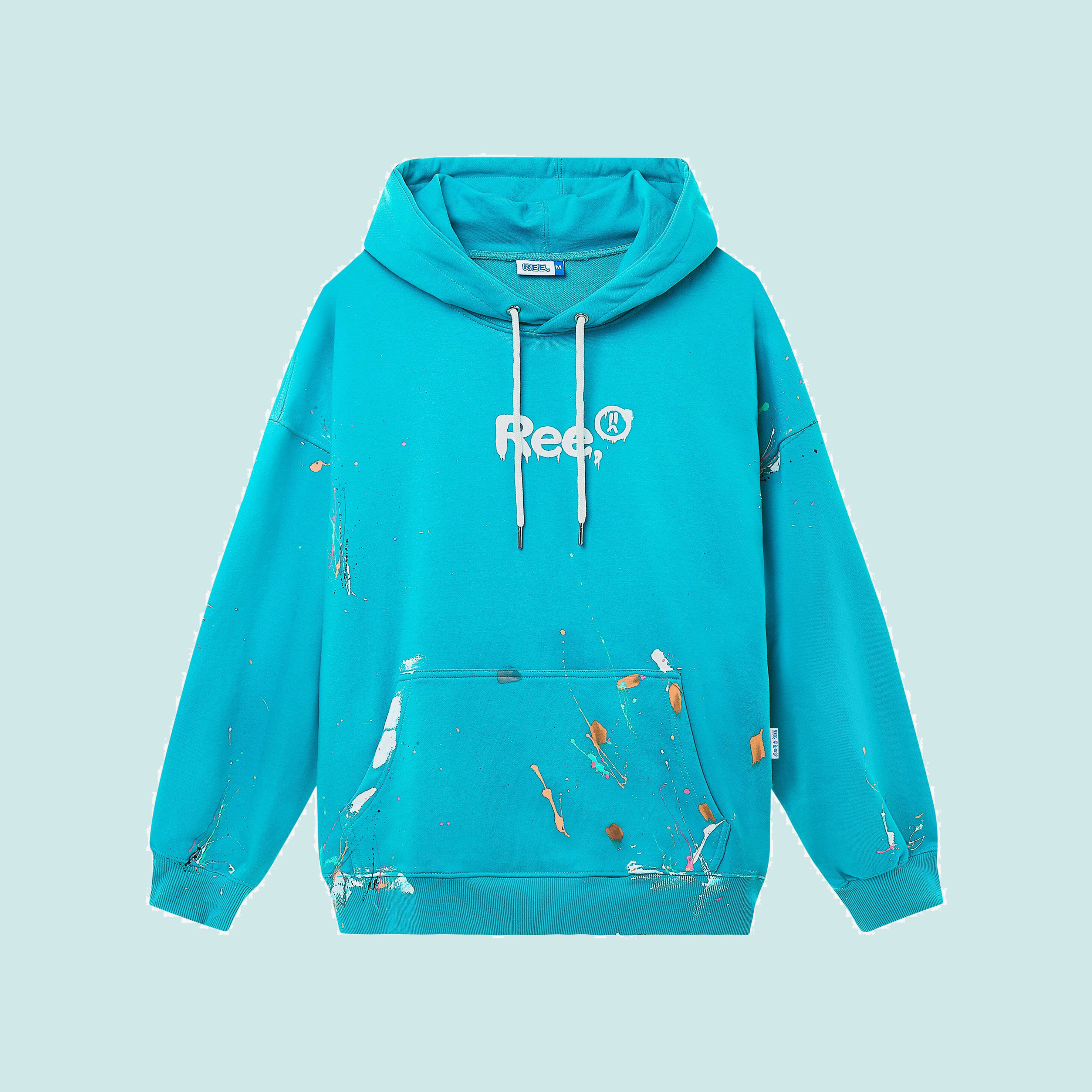 Local brand ree - áo hoodie vẩy sơn thủ công màu xanh