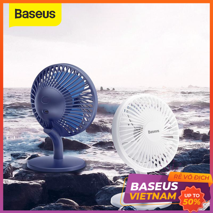 Quạt mini để bàn baseus ocean fan (pin sạc 2000mah, 3 mức tốc độ - mini usb rechargeable air cooling fan clip desk fan)