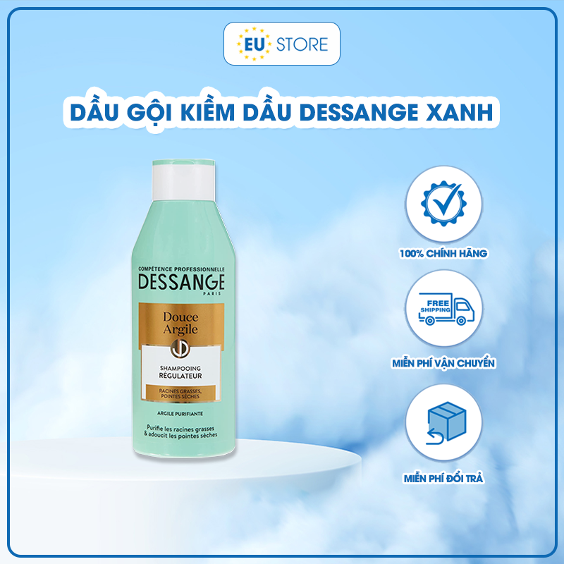 Dầu gội kiềm dầu chống bết tóc Dessange xanh Pháp 250ml cho tóc dầu, da dầu