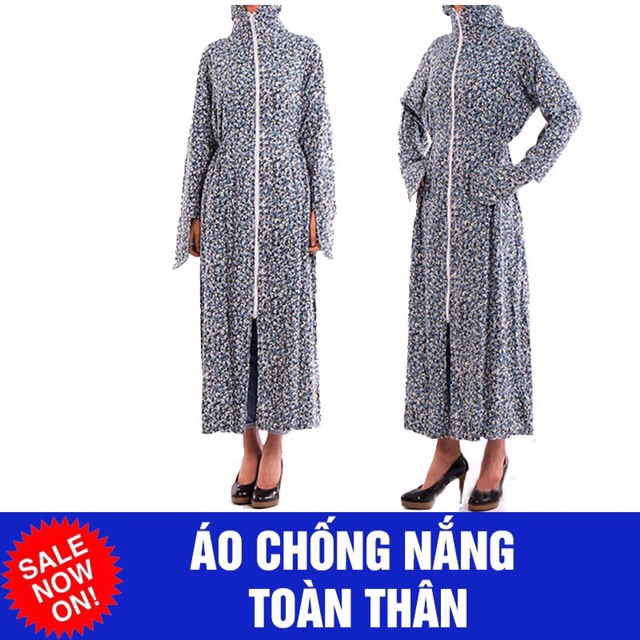 Áo chống nắng nữ dáng dài liền có mũ