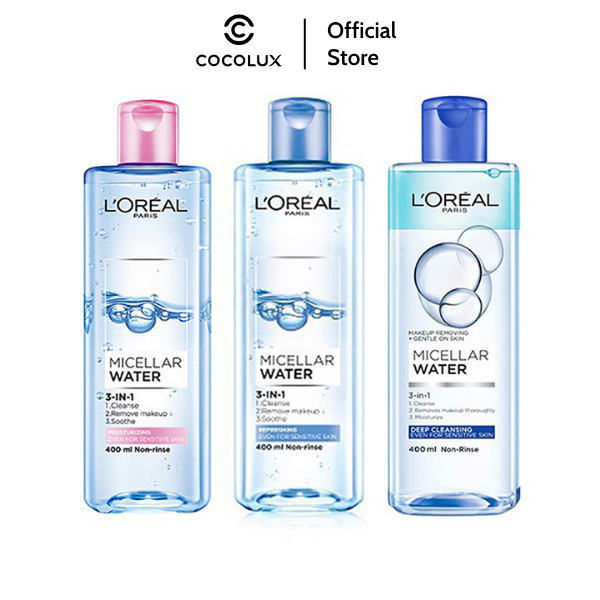 Nước tẩy trang Loreal nước tấy trang sạch sâu, tươi mát, dưỡng ẩm 400ml và 95ml COCOLUX