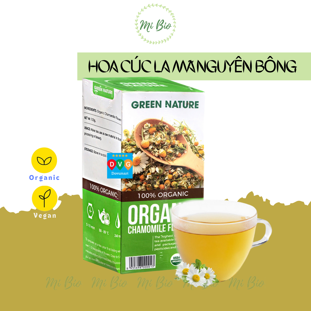 Hoa cúc la mã nguyên bông hữu cơ Chamomile Flowers 100gr