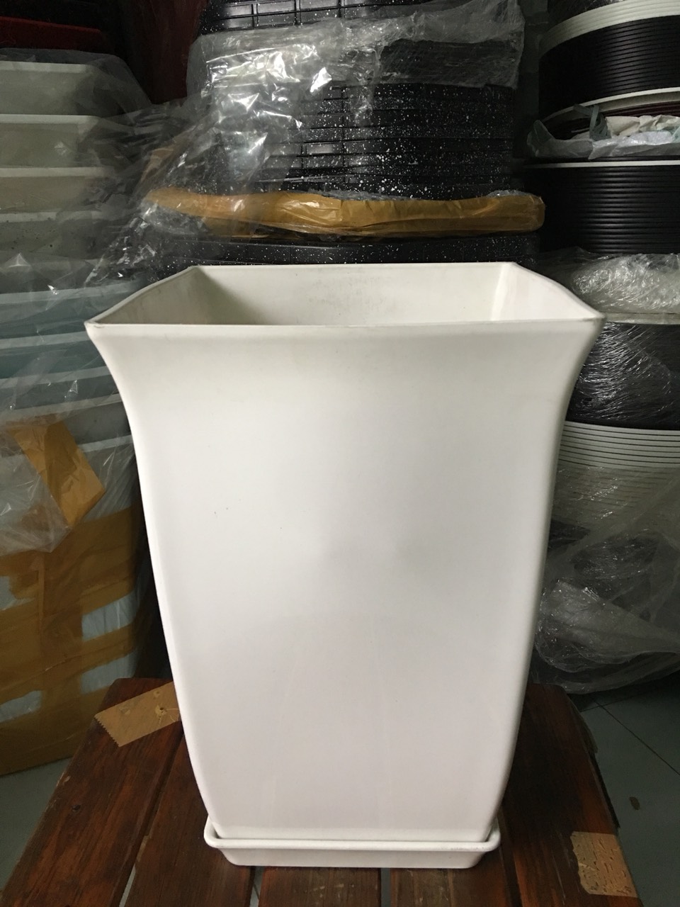 Combo 2 phân loại Chậu Đĩa Nhựa Vuông Cao - Châu Vuông Dáng Đứng