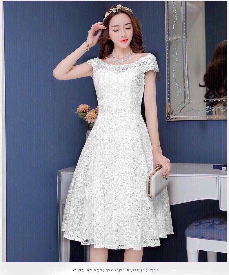Đầm dự tiệc ren cổ thuyềnsang trọng tt111961
